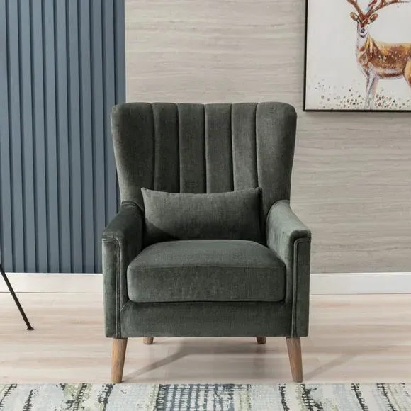 Wingback Occasional Armchair - Green, Velvet