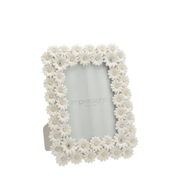 Daisy Photo Frame with Stand - White