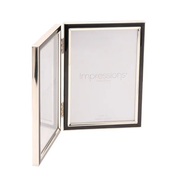 Double Photo Frame Hinged Design - Black, Silver