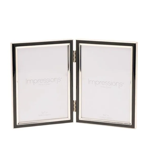Double Photo Frame Hinged Design - Black, Silver image