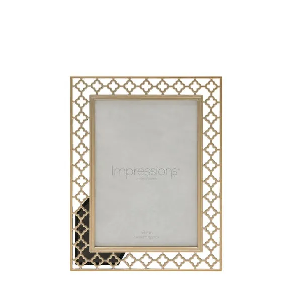 Lattice Cut Photo Frame - Gold, Metal