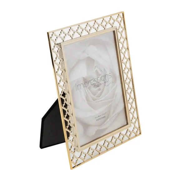Lattice Cut Photo Frame - Gold, Metal