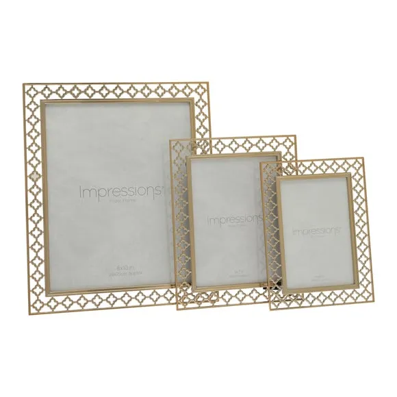 Lattice Cut Photo Frame - Gold, Metal