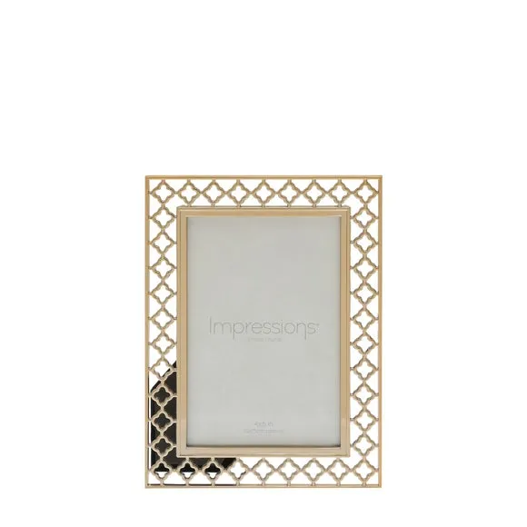 Lattice Cut Photo Frame - Gold, Metal