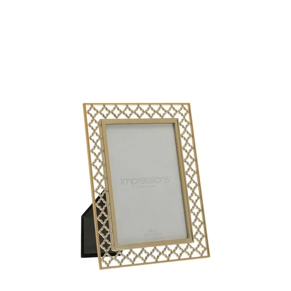 Lattice Cut Photo Frame - Gold, Metal image