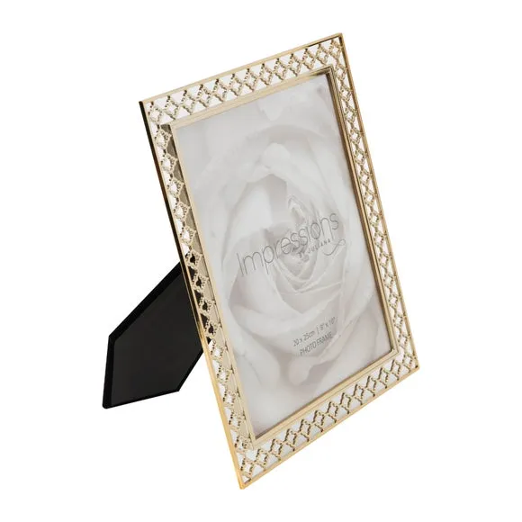 Lattice Cut Photo Frame - Gold, Metal