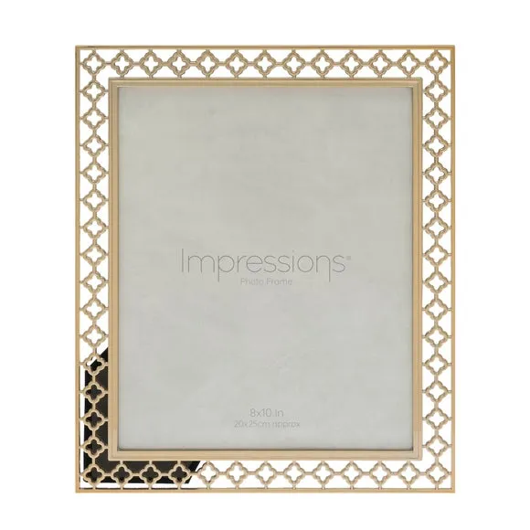 Lattice Cut Photo Frame - Gold, Metal