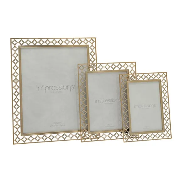 Lattice Cut Photo Frame - Gold, Metal