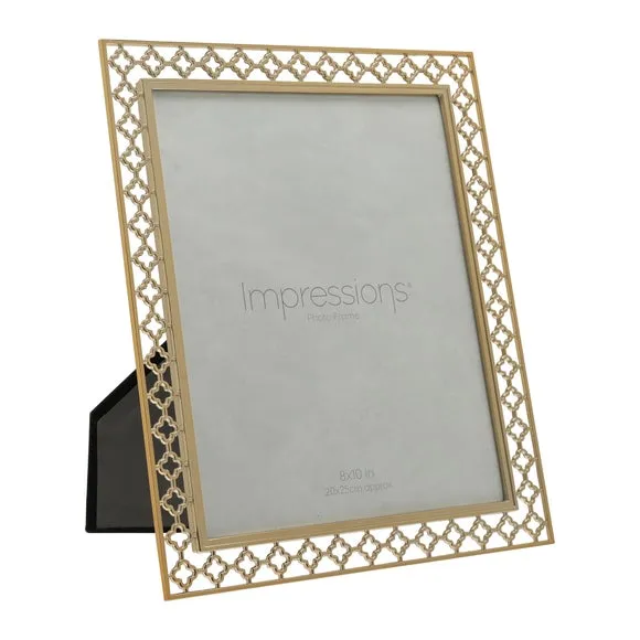 Lattice Cut Photo Frame - Gold, Metal