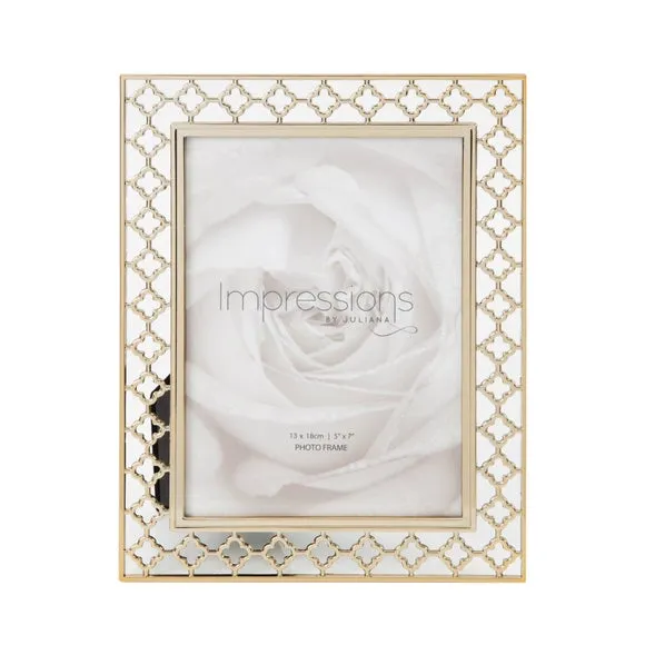 Lattice Cut Photo Frame - Gold, Metal