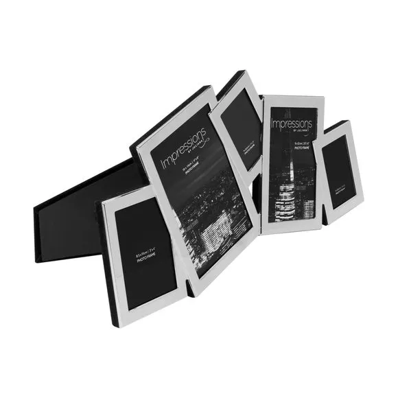 Multi Photo Frame with Overlapping Design - Silver