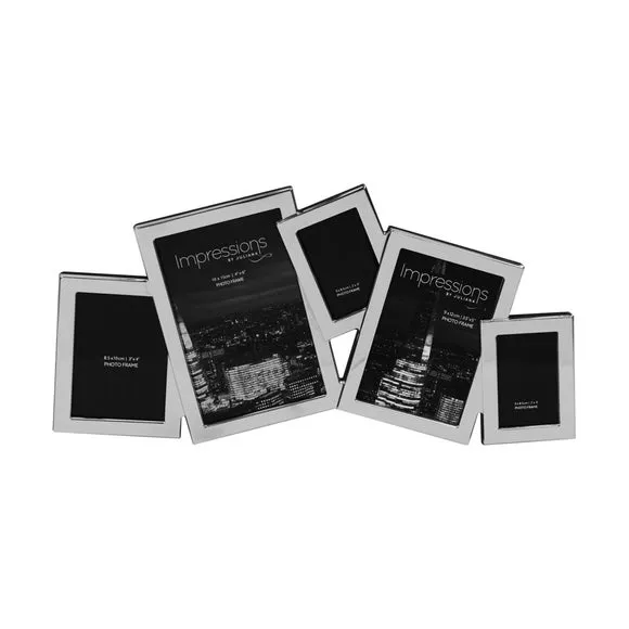 Multi Photo Frame with Overlapping Design - Silver image