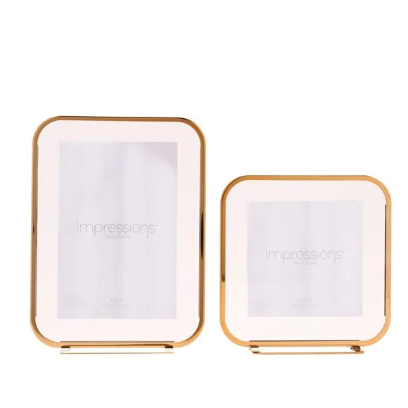 Set of 2 Photo Frames with Rounded Corners - Gold