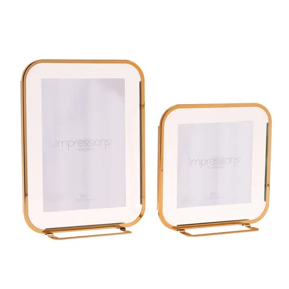 Set of 2 Photo Frames with Rounded Corners - Gold