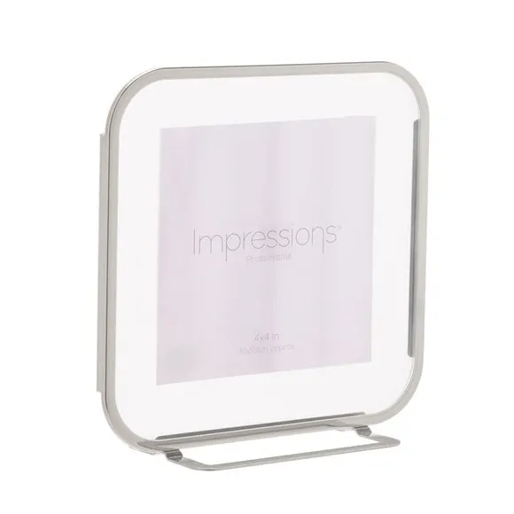 Set of 2 Photo Frames with Rounded Corners - Silver