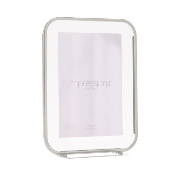 Set of 2 Photo Frames with Rounded Corners - Silver