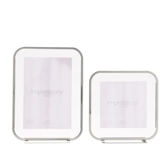Set of 2 Photo Frames with Rounded Corners - Silver