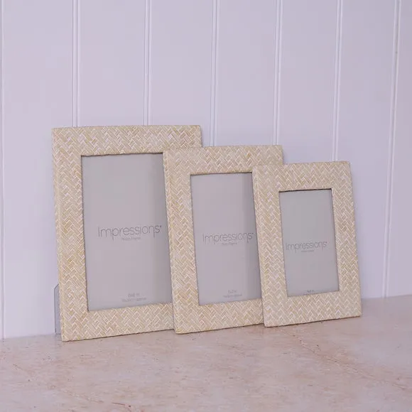 Woven Photo Frame - White, Resin