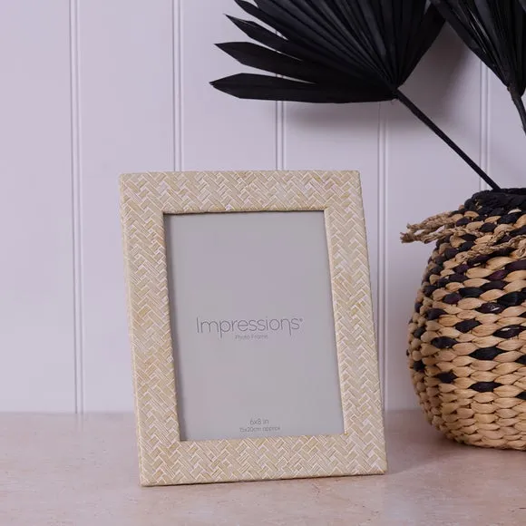 Woven Photo Frame - White, Resin