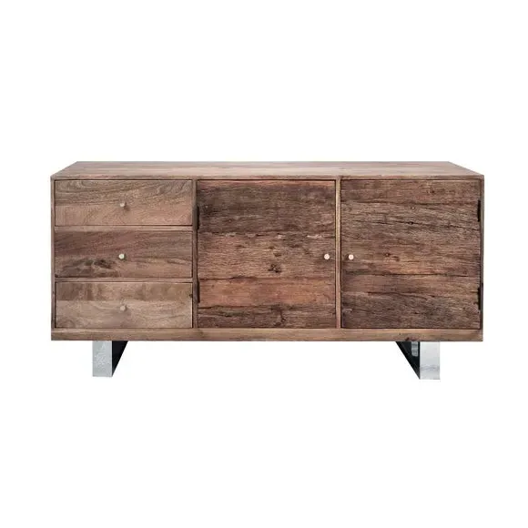 2 Door 3 Drawer Sideboard - Natural, Reclaimed Wood