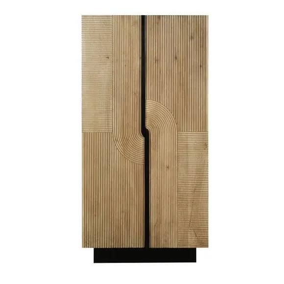 2-Door Cabinet with Grooved Top - Grey, Mango Wood