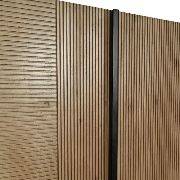 2-Door Cabinet with Grooved Top - Grey, Mango Wood