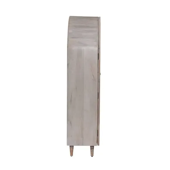 2-Door Glass Cabinet with Drawers - White, Mango