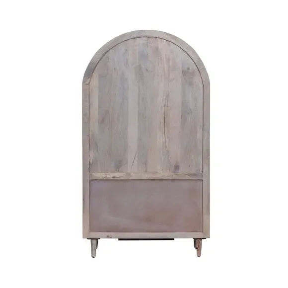 2-Door Glass Cabinet with Drawers - White, Mango