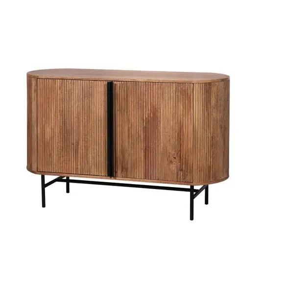 2-Door Sideboard with Ribbed Design - Natural, Mango
