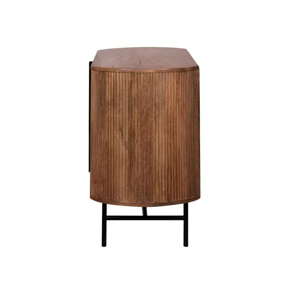 2-Door Sideboard with Ribbed Design - Natural, Mango
