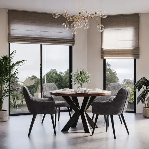 4-Seater Round Dining Set with Chairs - Grey image