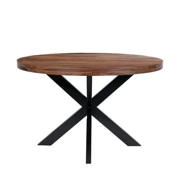 4-Seater Round Dining Table - Dark Wood