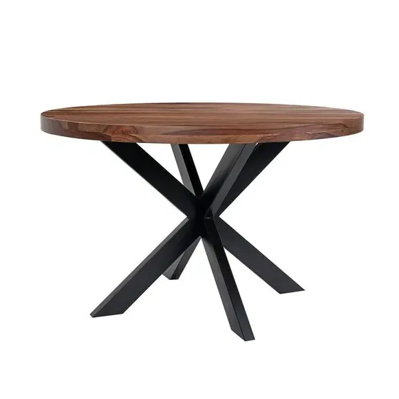 4-Seater Round Dining Table - Dark Wood