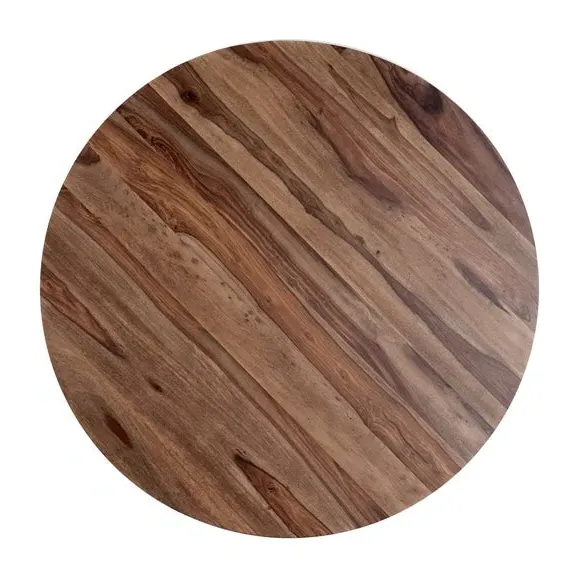 4-Seater Round Dining Table - Dark Wood