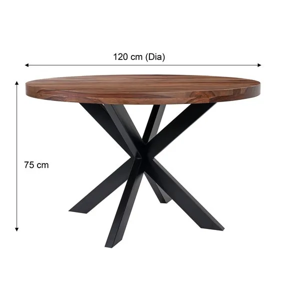 4-Seater Round Dining Table - Dark Wood