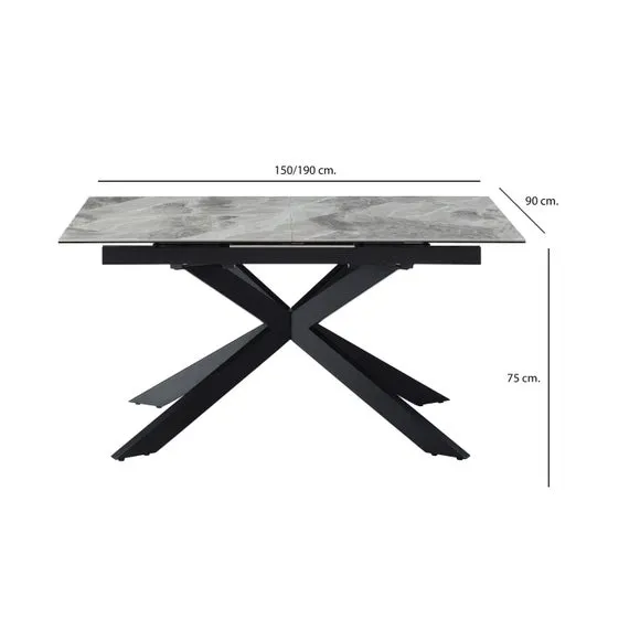 6-8 Seater Extending Dining Table - Grey, Ceramic