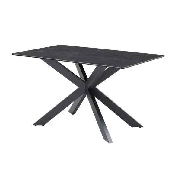 6-Seater Corner Bench Dining Set - Black, Ceramic