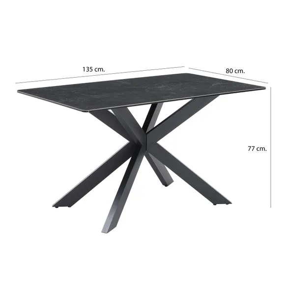 6-Seater Corner Bench Dining Set - Black, Ceramic