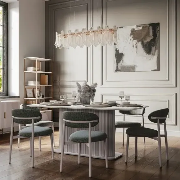 6-Seater Dining Set with Chairs - Forest, Marble