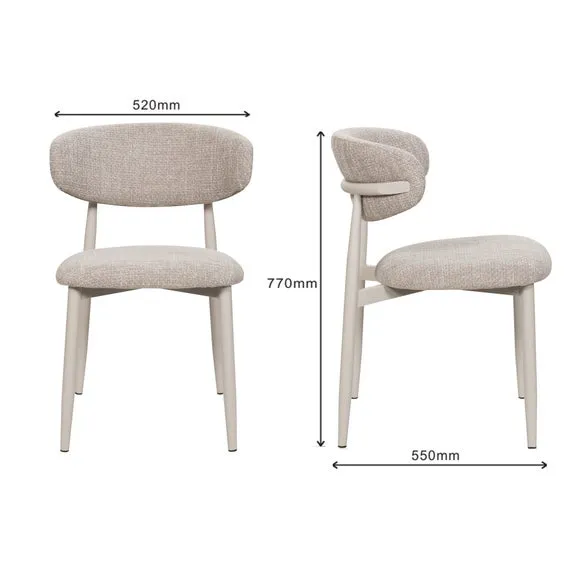 6-Seater Dining Set with Chairs - Oatmeal, Marble