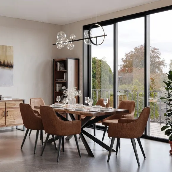 6-Seater Dining Set with Chairs - Tan, Sheesham image