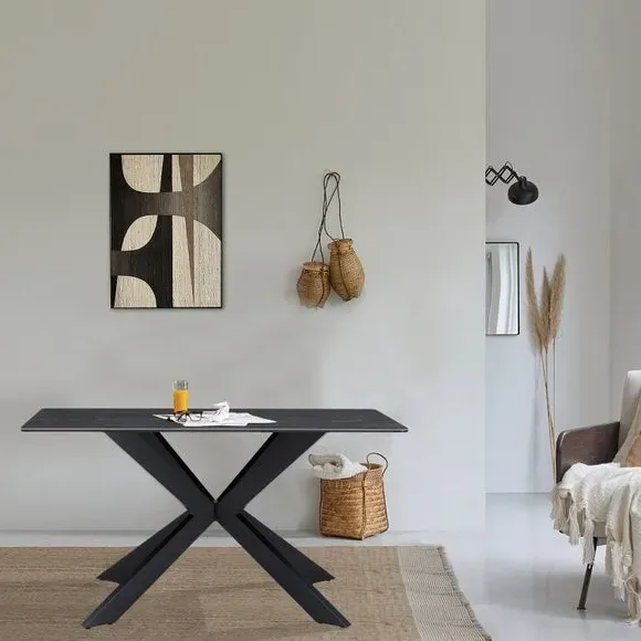 6-Seater Dining Table - Black, Ceramic image
