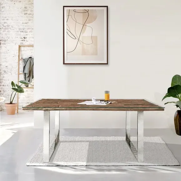 6-Seater Dining Table - Natural, Reclaimed Wood image