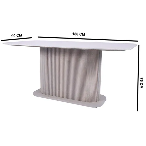 6-Seater Dining Table - White, Marble
