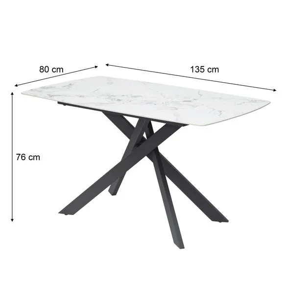 6-Seater Dining Table - White Marble, Ceramic