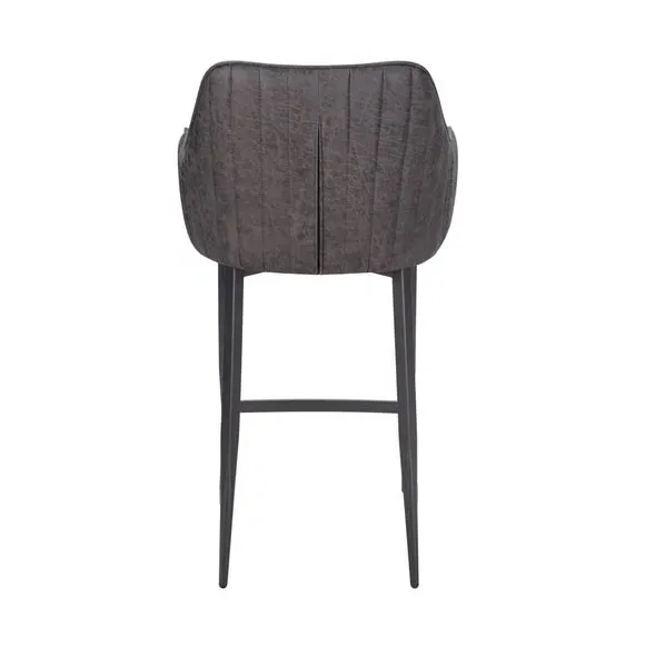 Bar Stool with Armrests - Grey, Faux Leather