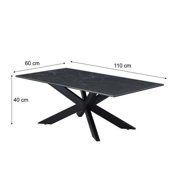 Coffee Table with Ceramic Top - Black, Metal