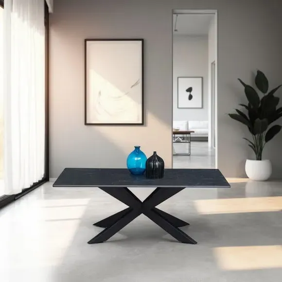 Coffee Table with Ceramic Top - Black, Metal image