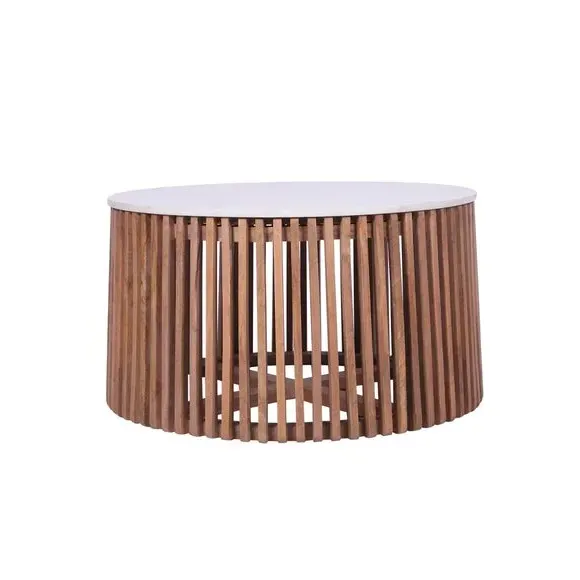 Coffee Table with Marble Top - Natural, Mango Wood