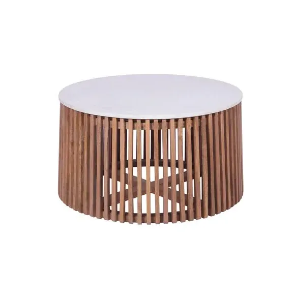 Coffee Table with Marble Top - Natural, Mango Wood